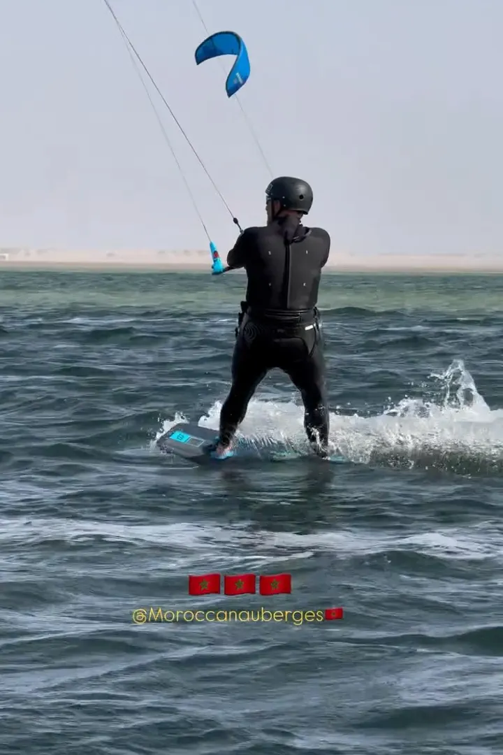 Kitesurfer in action on a lagoon